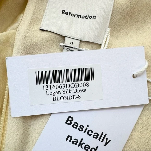 NWT Reformation Logan Silk Dress Long Maxi Wedding Sleeveless in Blonde Yellow 8